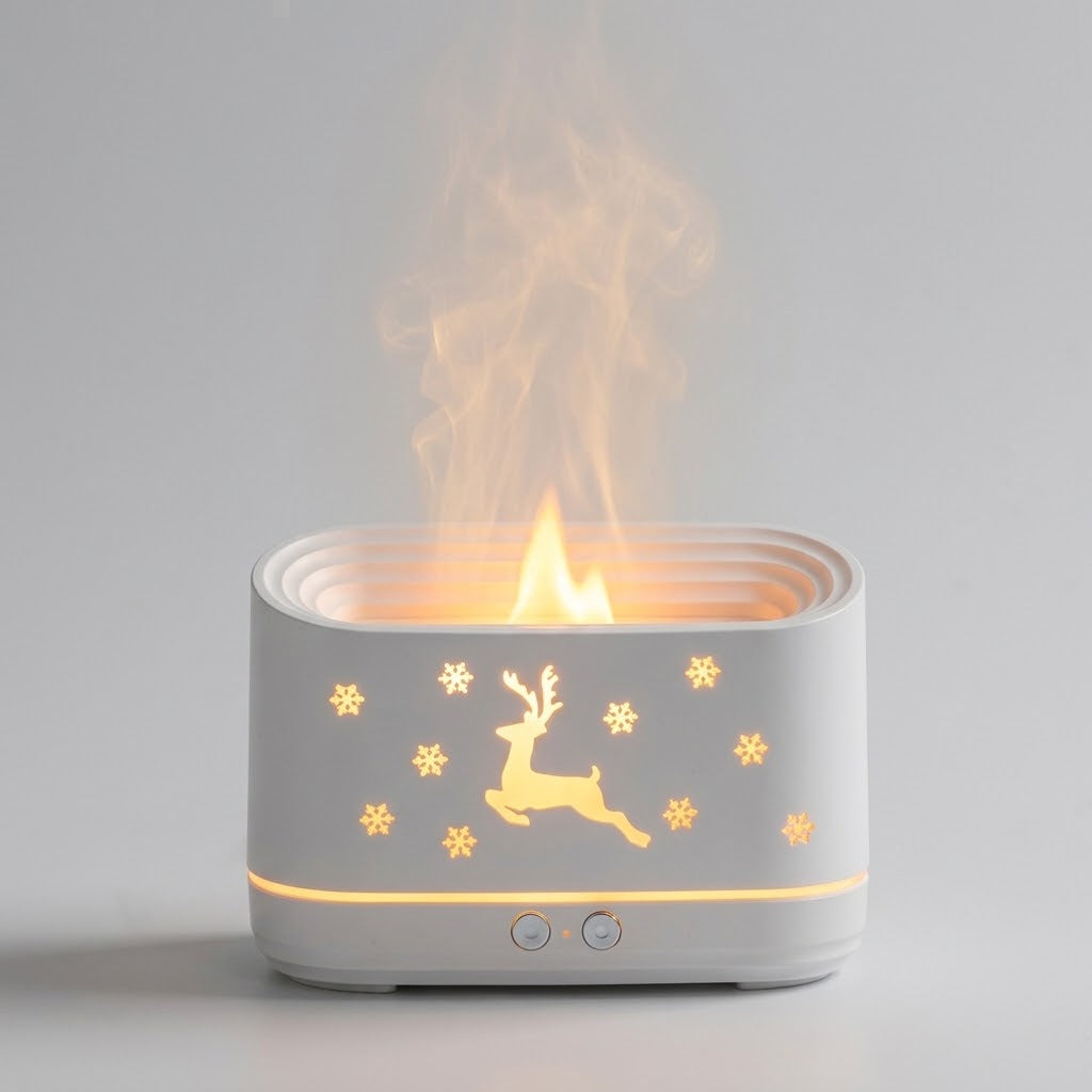 Havenlia elk flame aroma diffuser humidifier glowing on nightstand