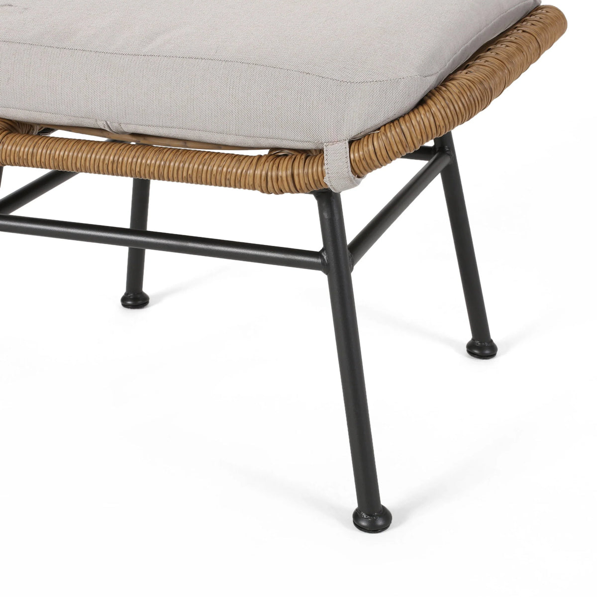 Gloria Outdoor Modern Boho Wicker Ottoman with Cushions (Set of 2)