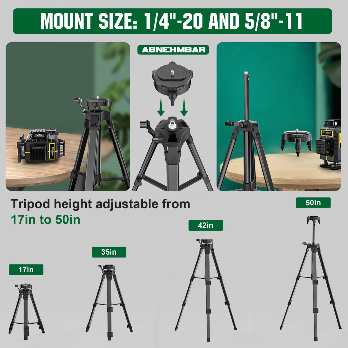 Gisam Laser Level with Tripod , 4x360 Self-Leveling Green Cross Line 4D Laser Tool with Remote Control & 2* 4800mAh Battery