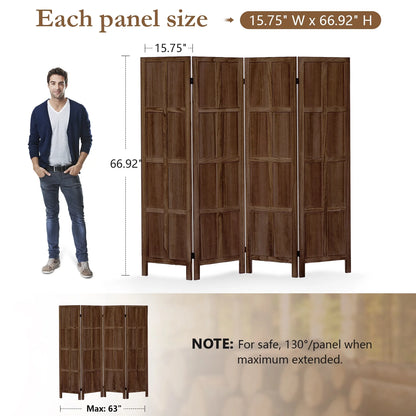 Aletheiawu 4 Panel Room Divider Wall and Folding Privacy Screens No Installation Required White