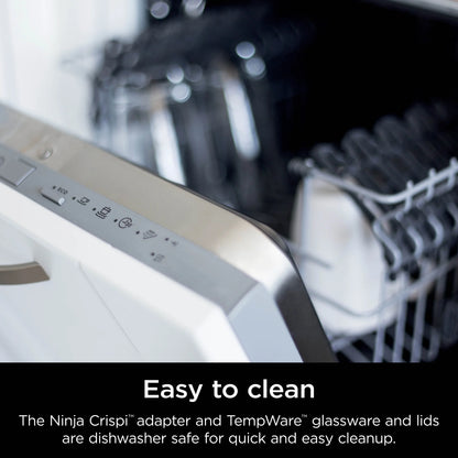 Ninja Crispi 3-in-1 Portable Glass Air Fryer Cooking System, 1500W, 4-Qt & 5-Cup TempWare Glass Containers with Storage Lids, Microwave, Freezer & Dishwasher Safe, White, FN100WH