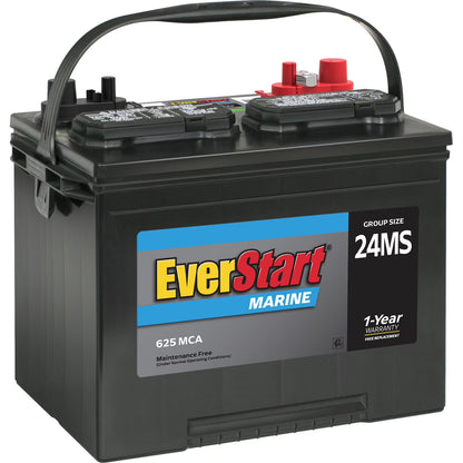 EverStart Lead Acid Marine Starting Battery, Group Size 24MS 12 Volt, 625 MCA*