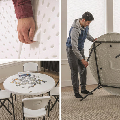 Lifetime 48 inch Round Nesting Table, Indoor/Outdoor Light Commercial Grade, White (81111)