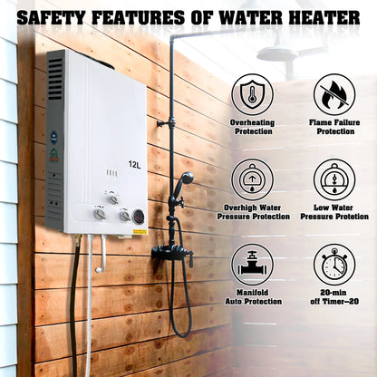 TCFUNDY 4.8 GPM 18L Tankless Water Heater LPG Liquid Propane Gas Instant Hot Boiler with Digital Display