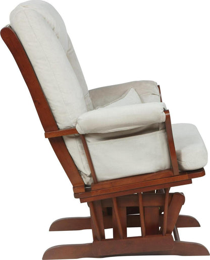 AFG Alice Glider and Ottoman with Pillow. Espresso Finish with Beige Cushions