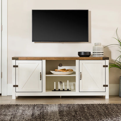 Walker Edison Modern Farmhouse Barn Door TV Stand for TVs up to 65", Grey Wash