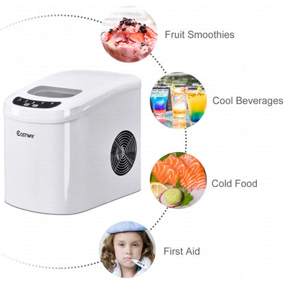 Costway Silver Portable Compact Electric Ice Maker Machine Mini Cube 26lb/Day