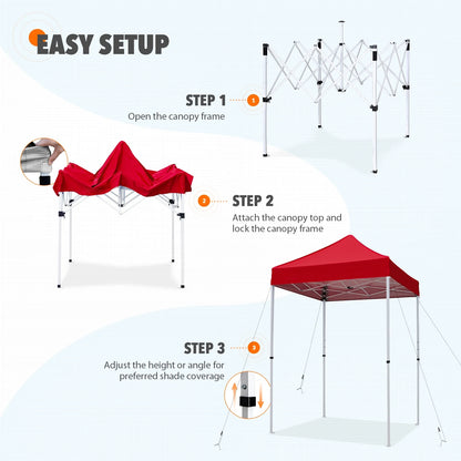 EAGLE PEAK 5x5 Pop Up Canopy Tent Instant Outdoor Canopy Easy Set-up Straight Leg Folding Shelter（Blue）
