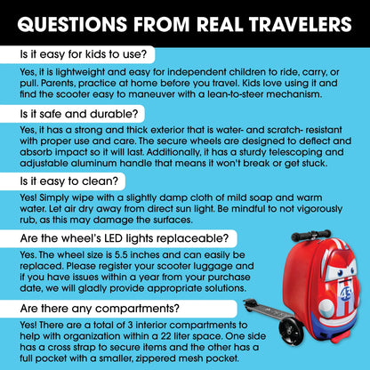 Kiddietotes Kid's Hard Shell Scooter Ride On Suitcase, Pink