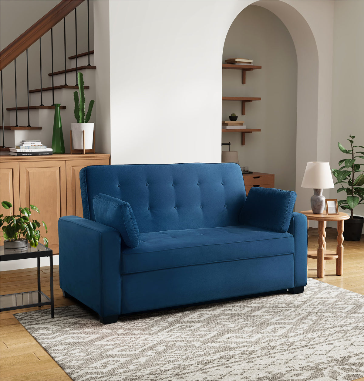 Serta Dream Convertibles Monroe Modern Polyester Convertible Queen Sofa Bed with Pillows Grey