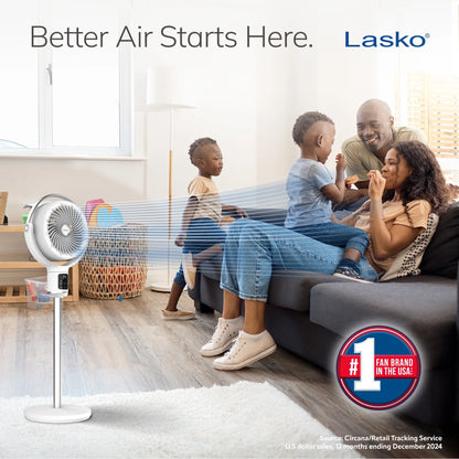 Lasko Whirlwind 7 24-Speed Orbital Motion 25ft/s Airflow Remote Control Pedestal Fan, APDC301