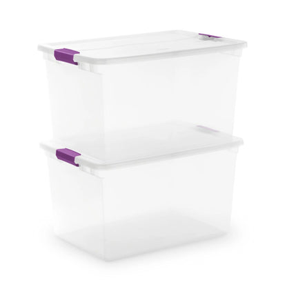 Sterilite 66 Quart Clear Plastic Latching Storage Container Tote, 6 Pack