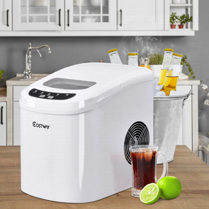Costway Silver Portable Compact Electric Ice Maker Machine Mini Cube 26lb/Day