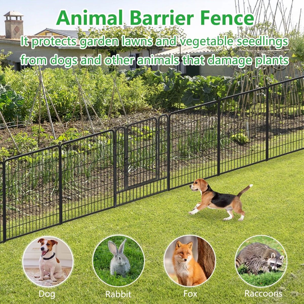Txh001 Metal Garden Fence 28ft(L) 40in(H) Animal Barrier Metal Decorative Garden Fencing with Gate