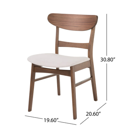GDFSTUDIO Mid Century Modern Fabric Upholstered Rubberwood Dining Chairs, Set of 2, Dark Gray and Walnut