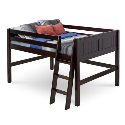 Camaflexi Full Size Low Loft Bed - Panel Headboard - Cappuccino Finish