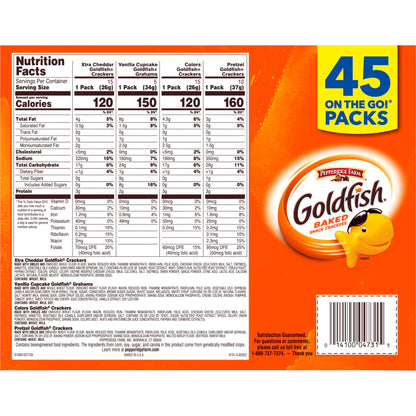 Goldfish Baked Snacks, Variety Pack, 45-count
