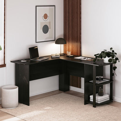 Ameriwood Home L Shaped Desk with Side Storage, Black Oak
