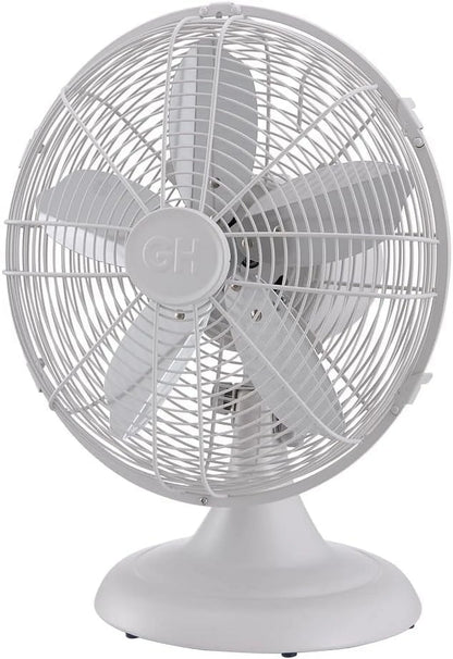 Good Housekeeping Retro All-Metal Table Fan (92618) with 3 Speed Settings, Wide Oscillation, and Carrying Handle