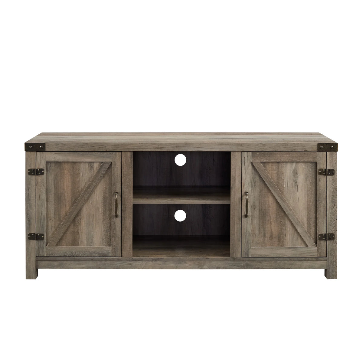 Walker Edison Modern Farmhouse Barn Door TV Stand for TVs up to 65", Grey Wash