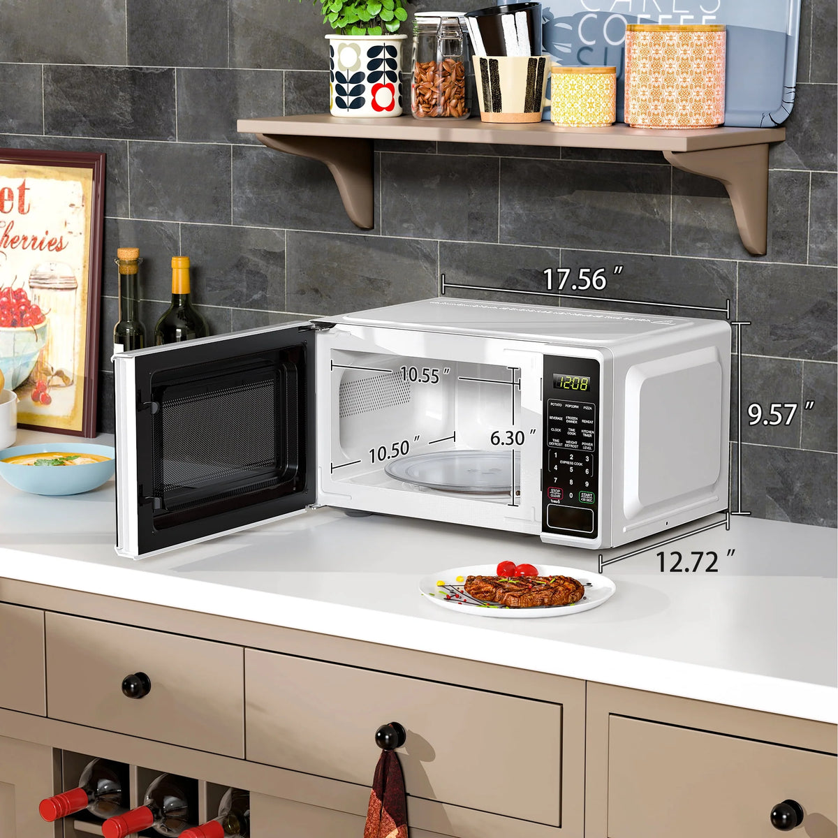Mainstays 0.7 cu. ft. Countertop Microwave Oven, 700 Watts, White, New