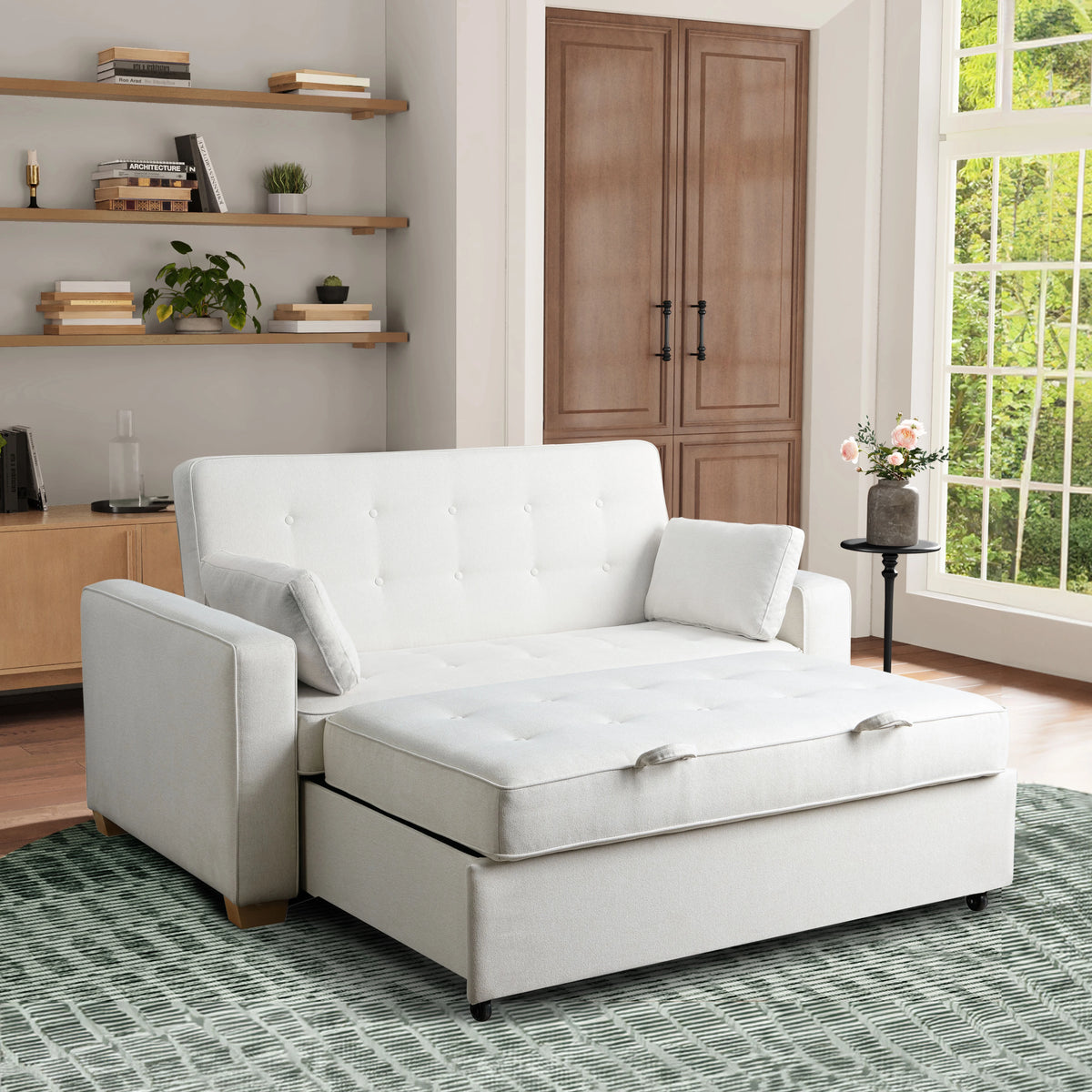 Serta Dream Convertibles Monroe Modern Polyester Convertible Queen Sofa Bed with Pillows Grey