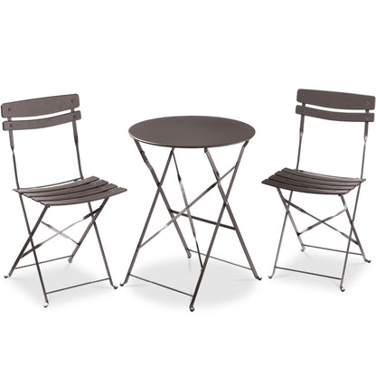 Best Choice Products 3-Piece Small Bistro Set, Folding Patio Furniture Set of 2 Chairs and Table - Black