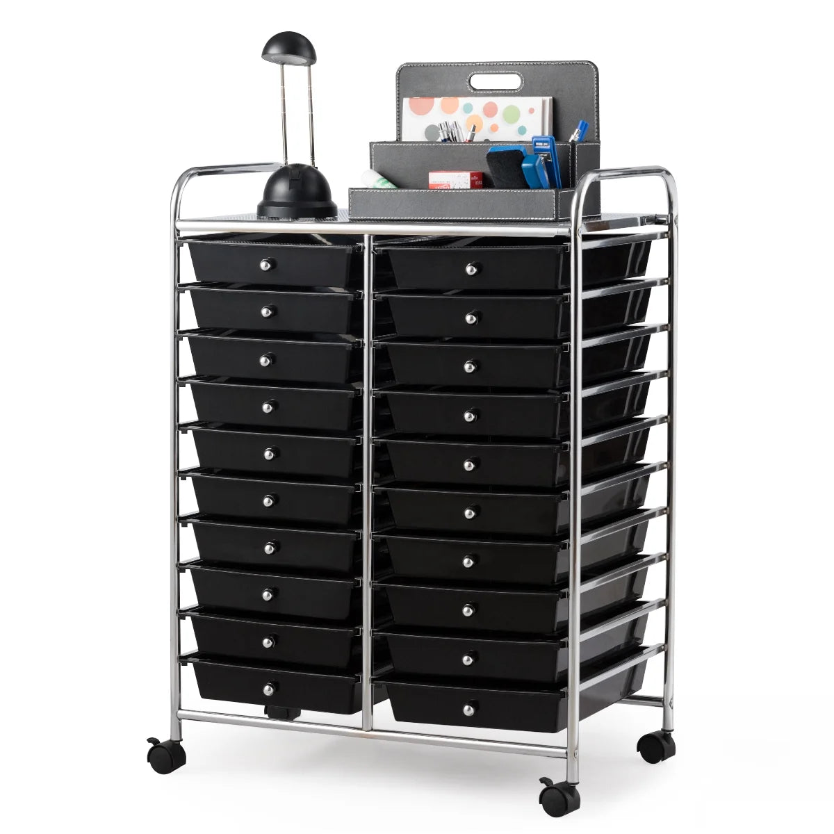 Costway 20 Drawer Rolling Storage Cart Tools Scrapbook Paper Office School Organizer Yellow