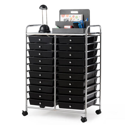 Costway 20 Drawer Rolling Storage Cart Tools Scrapbook Paper Office School Organizer Yellow