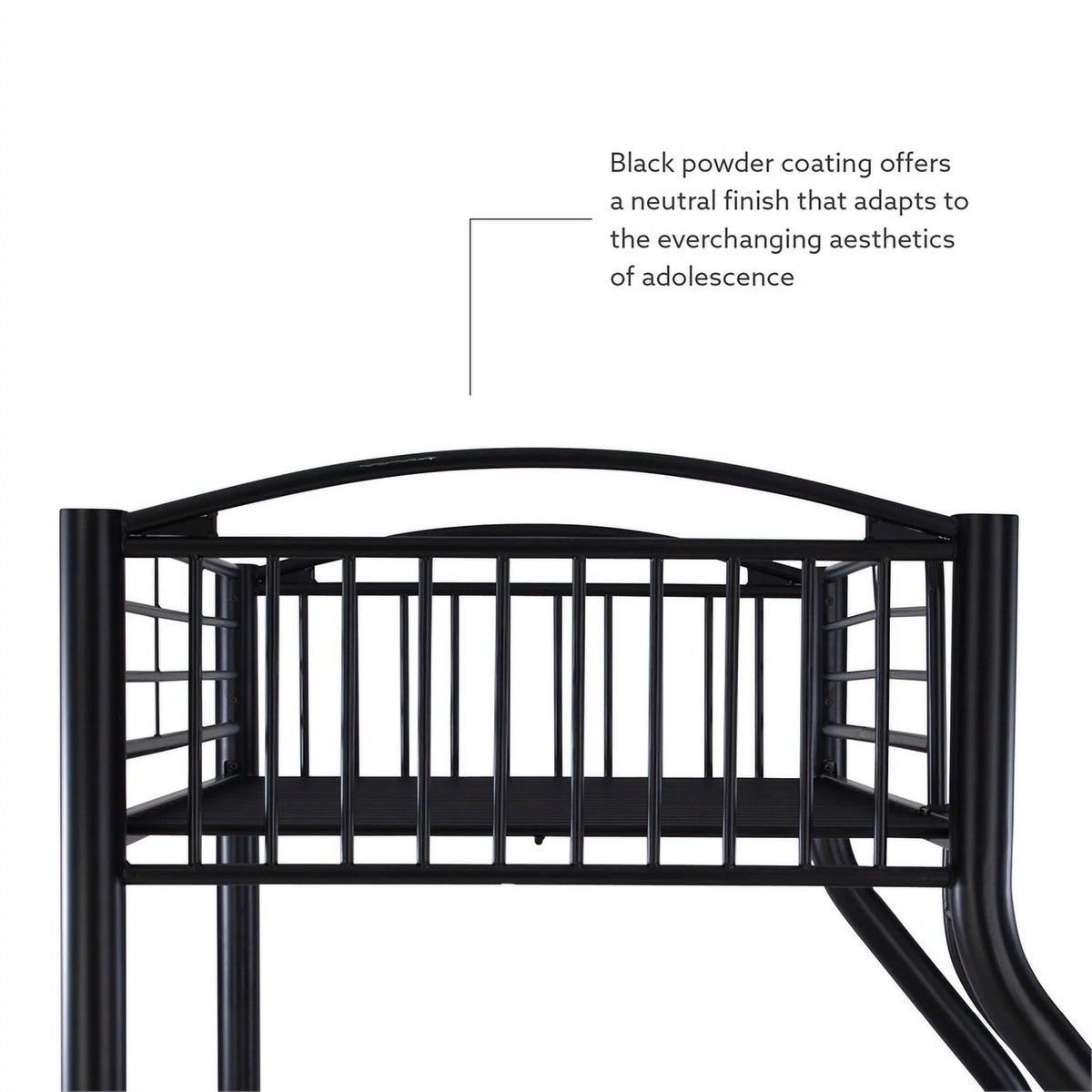 Linon Heavy Metal Twin Over Full Bunk Bed Attached Ladder in White