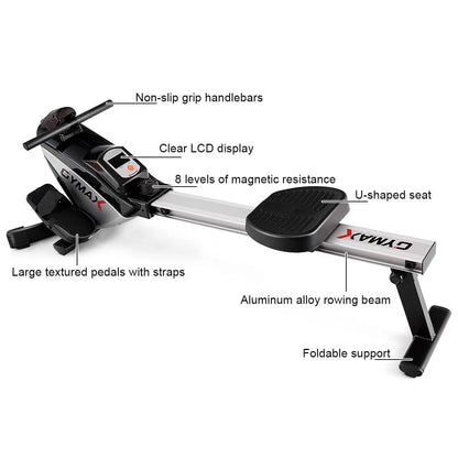 Gymax Folding Magnetic Rowing Machine Rower Exercise Cardio Adjustable Resistance
