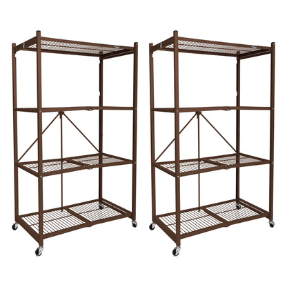 Origami 2-Pack R5 Series Heavy-Duty 4-Tier Foldable Steel Shelf, Pewter