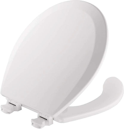 MAYFAIR 8440EC 000 Open Front Toilet Seat will Never Loosen and Easily Remove, ROUND, Durable Enameled Wood, White