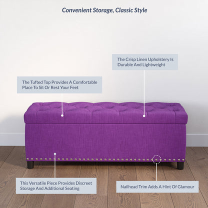 BELLEZE Button-Tufted Faux Leather Storage Ottoman Bench - Brentwood (Dark Brown)