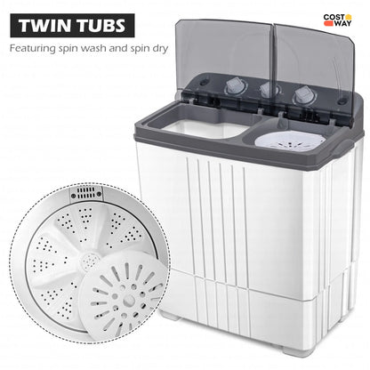 Costway Twin Tub 20Lbs Top Load Washing Machine with Gravity Drain
