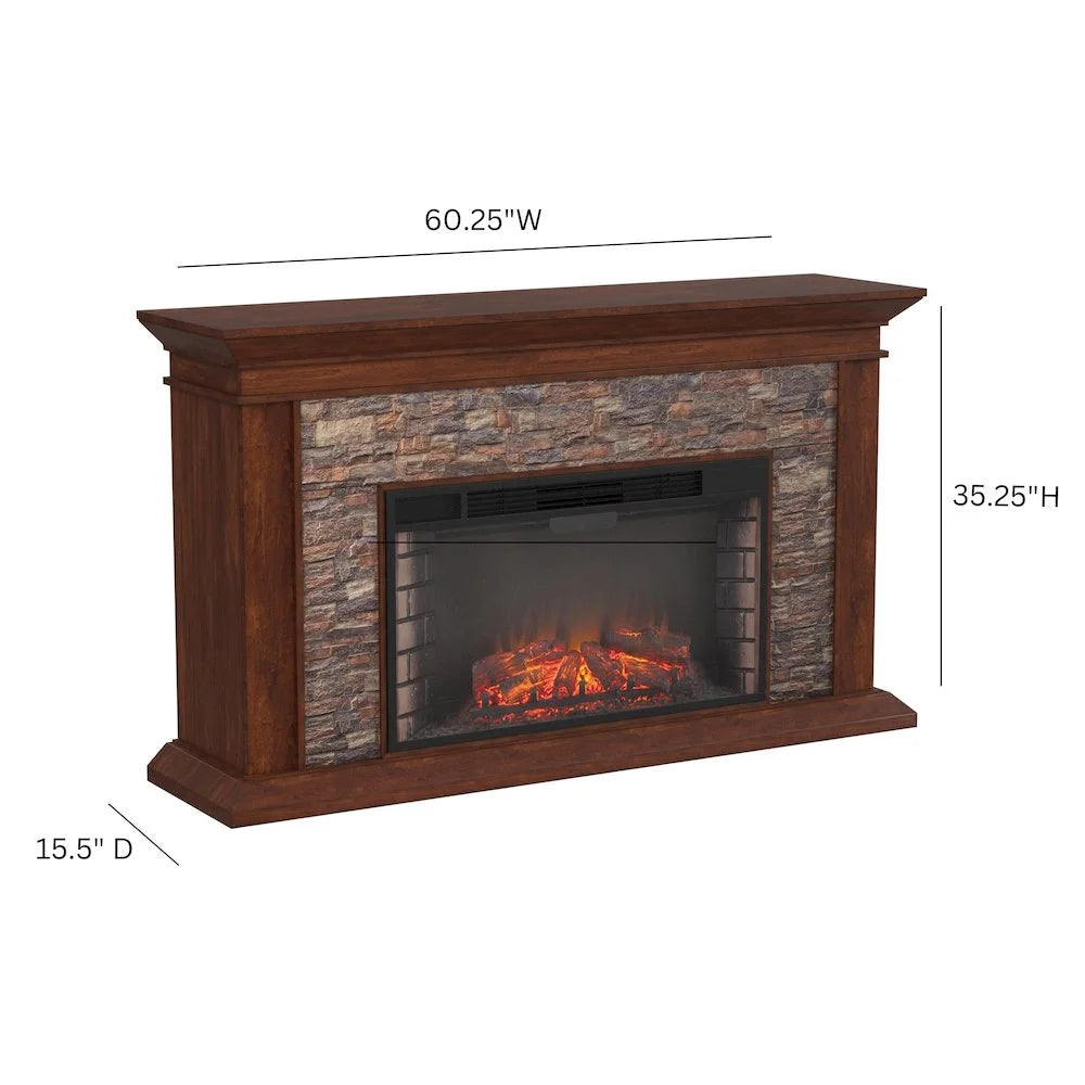 SEI Furniture Canyon Heights Faux Stone Electric Fireplace