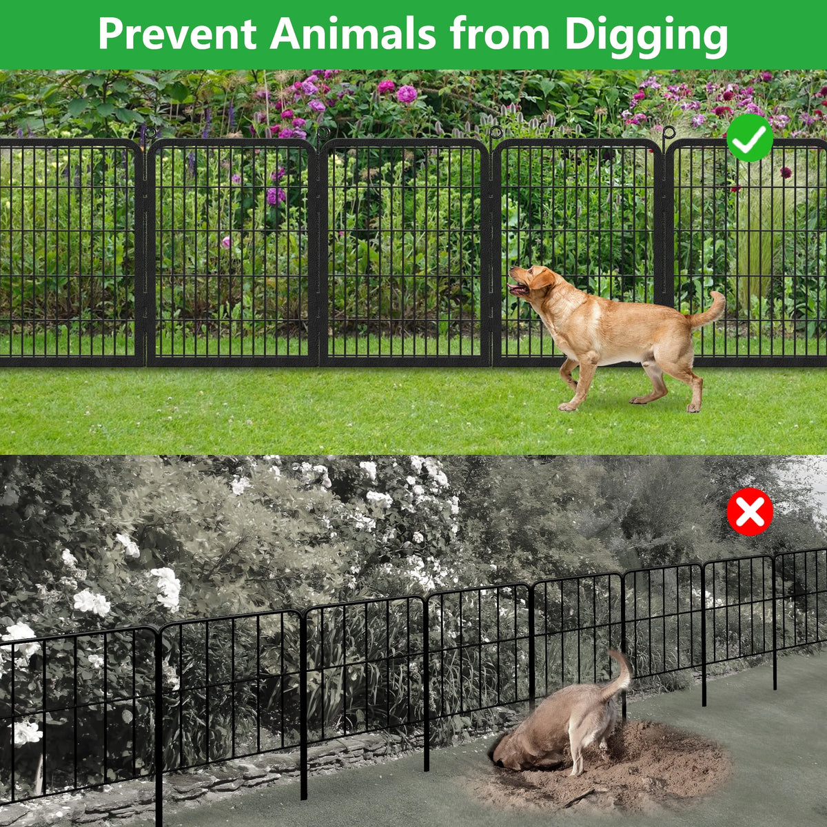 Garden Fence with Gate Fencing No Dig Fence Panels 30ft(L) 32in(H) for Yard Animal Barrier Decorative Garden Fencing for Backyard Patio Garden Fences and Borders for Dogs