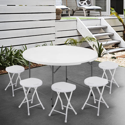 Magshion 5.5FT Round Folding Table, Heavy Duty Plastic Portable Round Table, Indoor Outdoor Foldable Dining Table with Handle, Grey