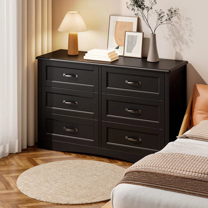 Lofka 3 Piece Nightstands and Dressers Sets , 6 Drawer Dresser & 4 Drawers Nightstand set of 2,Modern Engineered Wood ,White