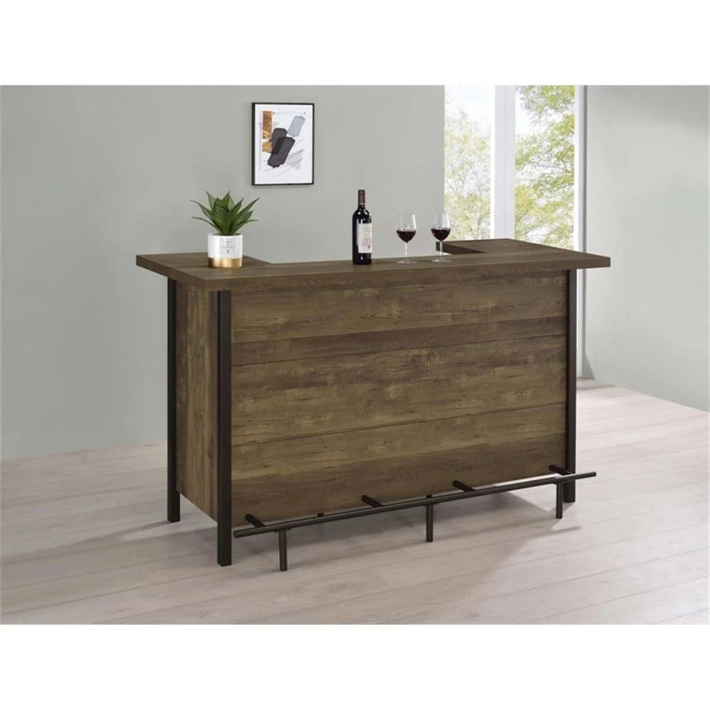 Maklaine Modern Wood Rectangular Storage Bar Unit in Rustic Oak