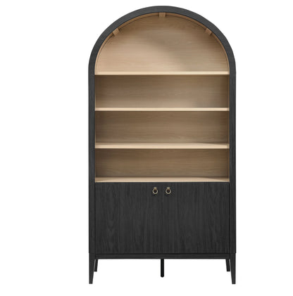 Modway Nolan 74" Tall Arched Storage Display Cabinet Bookshelf in Black