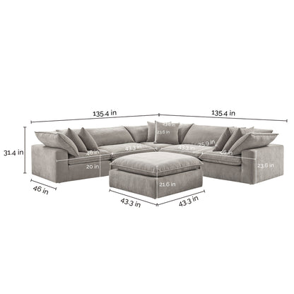 Sereen 6-piece Fabric Modular Sectional, Taupe