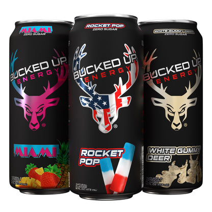 Bucked Up Energy Drink, Variety Pack, 16 oz, 15-count