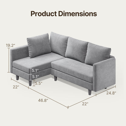 106" Modular Sectional Sofa Bed with Storage Ottoman, Lofka Modern Comfy Couches and Sofas with Side Pockets for Small Spaces, Living Room Furniture in Dark Gray