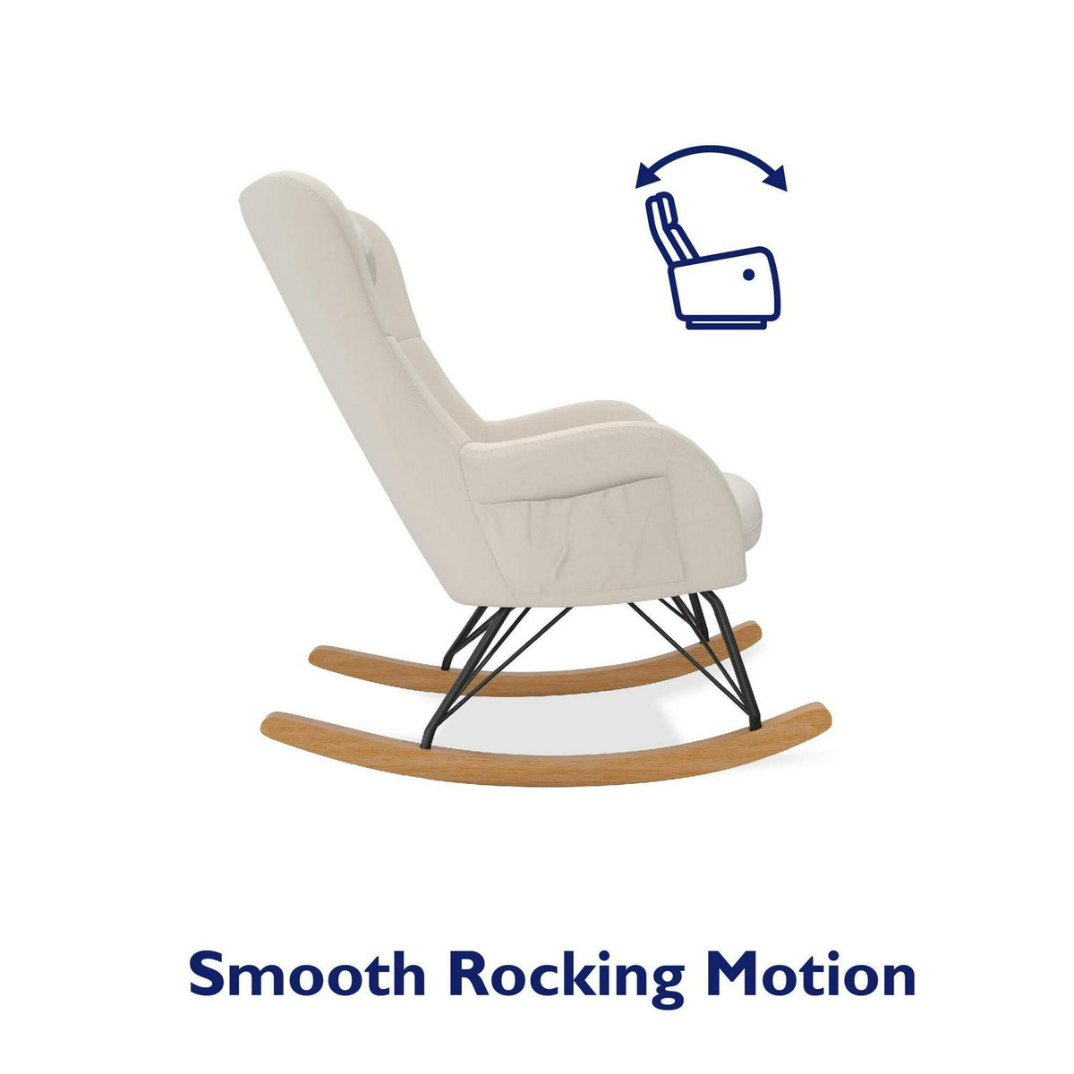 Baby Relax Robbie Rocker with Storage Pockets. Beige Linen