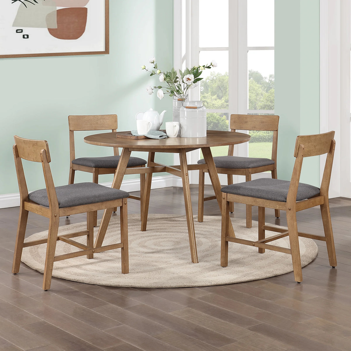 Mainstays 44inch Solid Wood Round Dining Table, Walnut