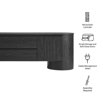 Modway Duval  71 Inch Oval  TV Cabinet in Black by Modway