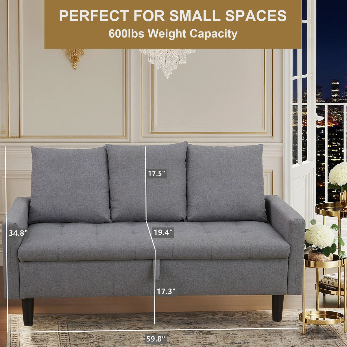 Aukfa 68" Small Sofa Couch Comfy Mid Century Modern Loveseat Sofa for Living Room Bedroom, Cream