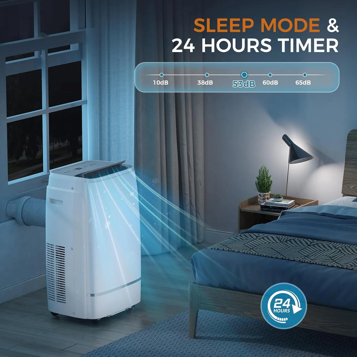 Portable Air Conditioners with cooling/dehumidification/fan/sleep mode,4-IN-1 Portable AC with 24H Timer & Remote Control & Window Kit,8000 BTU