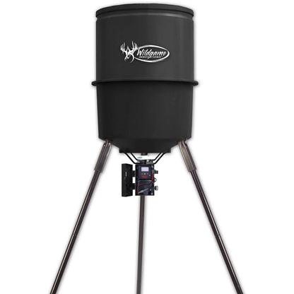 WILDGAME INNOVATIONS Quick-Set 225 lb Game Feeder with Digital Timer | Durable Tripod Corn/Pellet Hunting Feeder with 1-4 Available Feed Times & 30-feet Radius